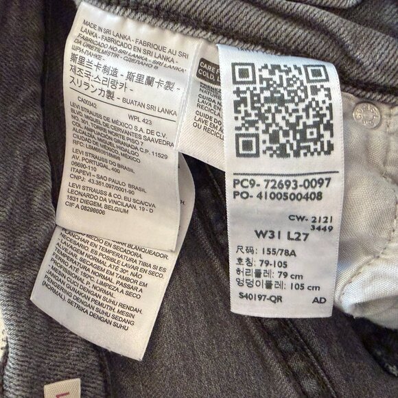 Levis Ribcage Straight Ankle denim jeans 31 grey button fly - Picture 10 of 11